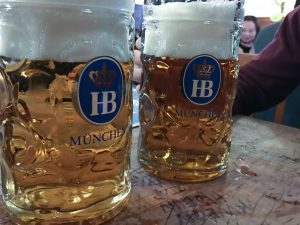 Beer steins in Munich beerhall