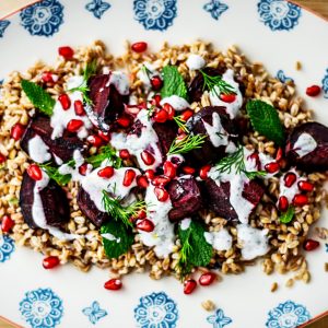 A busy family menu: Farro and roasted Beetroot Salad