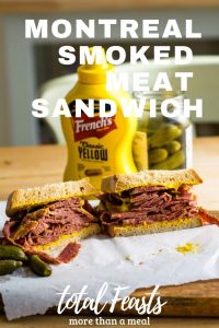 Montreal Smoked Meat sandwiches, smoky and peppery on rye with mustard. The best sandwich in the world. Hands down.