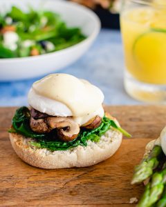 eggs Benedict with mushrooms and spinach