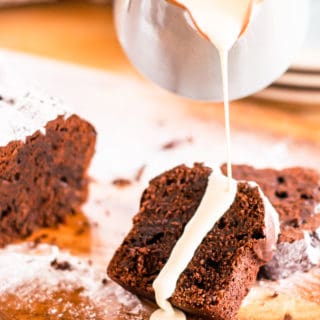 slice of chocolate beetroot cake with cream
