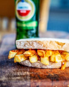 Chip Butty with harissa mayo