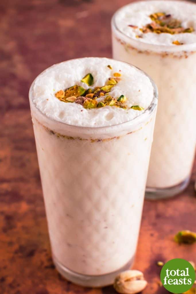 Indian Pistachio Lassi in a tall glass